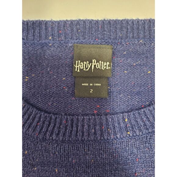 Harry Potter Weasley Jumper Blue Gold "H" Knit Holiday Christmas Sweater Size 2 - Picture 2 of 6